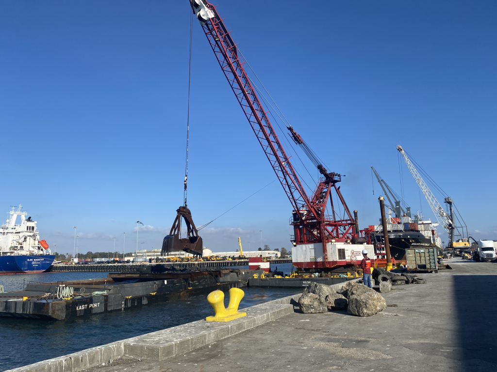 Port of Hueneme harbor deepening in progress, January 2021.